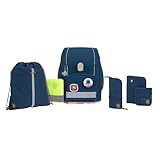 LÄSSIG 7-teiliges Schulranzen Set Kinder/School Set Boxy Unique navy