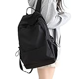 HYC00 Schulrucksack Damen, Causal Travel Schultaschen 14 Zoll Laptop Rucksack für Mädchen im Teenageralter Leichter Rucksack Wasserabweisend Bookbag College Boys Men Work Daypack,Schwarz