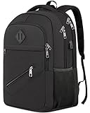 Rucksack Herren, Schulrucksack Jungen Mädchen Teenager, Wasserdicht Schulranzen für 15.6 Zoll Laptoptasche mit USB Ladeanschluss, Arbeit Reisen Camping Backpack mit Anti Diebstahl Tasche, Schwarz