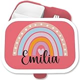 Brotdose Kinder Campus für Mepal - Regenbogen Rainbow Jungen Mädchen - 750 ml - Rosa - kita kindergarten lunchbox personalisierte geschenke kind vesperbox name fächern individuell lunch box