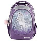 Depesche 10776 Miss Melody - Schulrucksack mit Pferde-Motiv, lila Schul-Ranzen, ca. 44 x 34 x 24 cm, 19,6 Liter / 980 g, viele Fächer, Rücken belüftet und gepolstert, Träger verstellbar