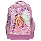 Depesche 12780 TOPModel Fairy Love - Schulrucksack in Mauve mit Model-Motiv und Schmetterlingen, Schultasche mit verstellbaren Trägern