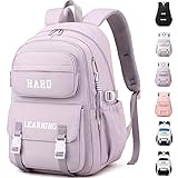 KESUDE Schulrucksack Mädchen Teenager, Groß Schul Rucksack Multi-Tasche Wasserdicht Schulranzen Rucksack Daypacks Backpack School bag Schultasche für Mädchen Damen, Lila