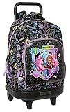 Safta Monster HIGH Großer Rucksack mit Rädern, kompakt, abnehmbar, ideal für Kinder unterschiedlichen Alters, bequem und vielseitig, Qualität und Widerstandsfähigkeit, 33 x 22 x 45 cm, Schwarz,