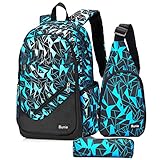 bunie Schulrucksack Teenager Kinder Große Schule Rucksack Mädchen Schultasche Coole Schulranzen Jungen 2 3 4 5 6 7 Klasse Ranzen Oder 8 9 10 11 12 13 14 15 Jahre School Bag for Boys Sets Blau